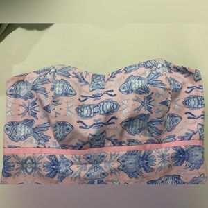 Kaeli Smith Pink & Blue Fish Strapless Tie Back Dress Women’s XL